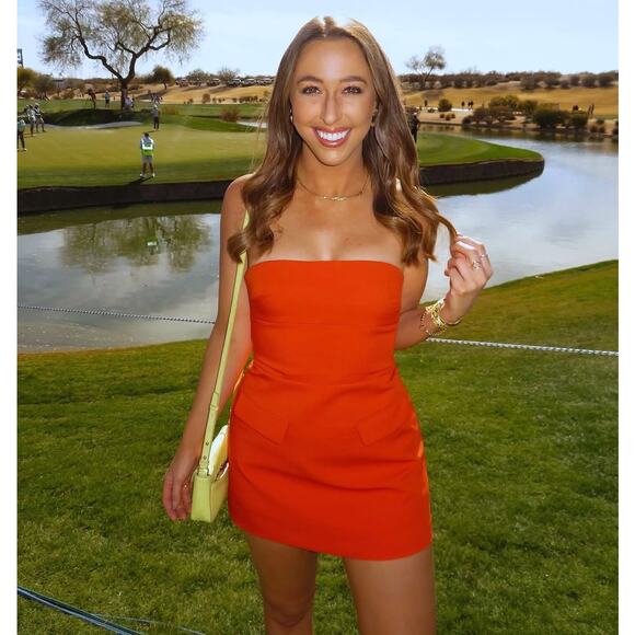 ZARA Strapless Fitted Mini Dress NWT | Red Orange | Size L - Picture 9 of 16